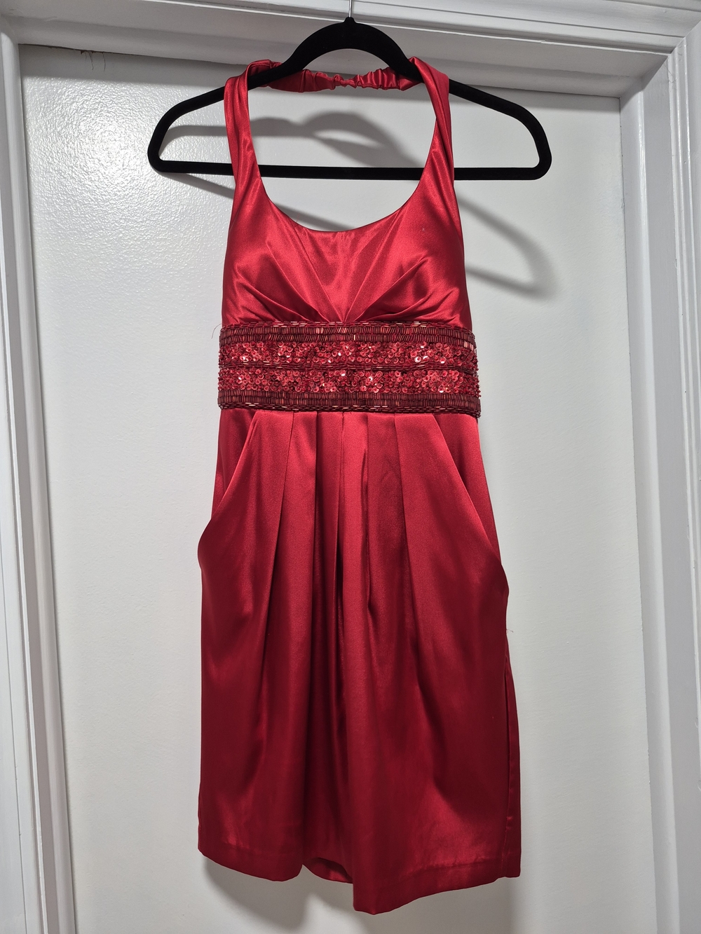 Red Sequin Waist Halter Nightdress - Women Intimates & Sleepwear